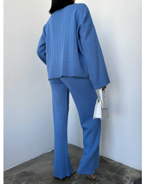 Yarım Balıkçı Triko Takım 1006 - Mavi