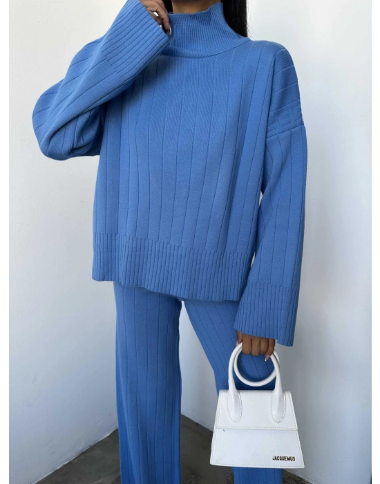 Yarım Balıkçı Triko Takım 1006 - Mavi