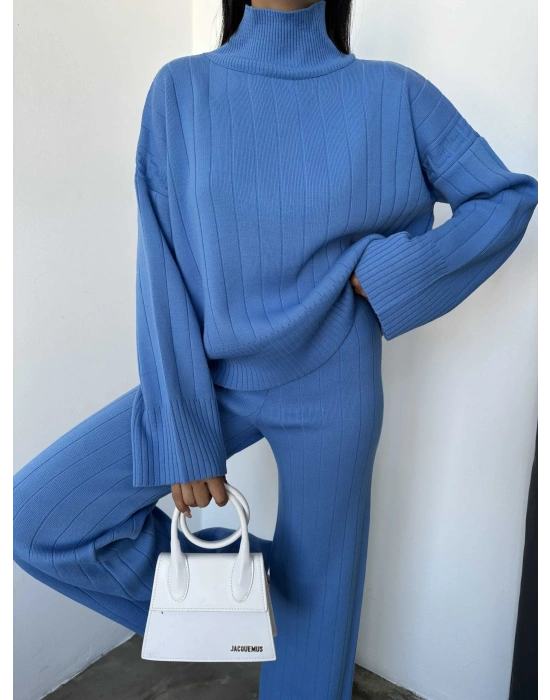 Yarım Balıkçı Triko Takım 1006 - Mavi