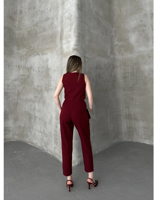 Yelek Pantolon Takım - Bordo