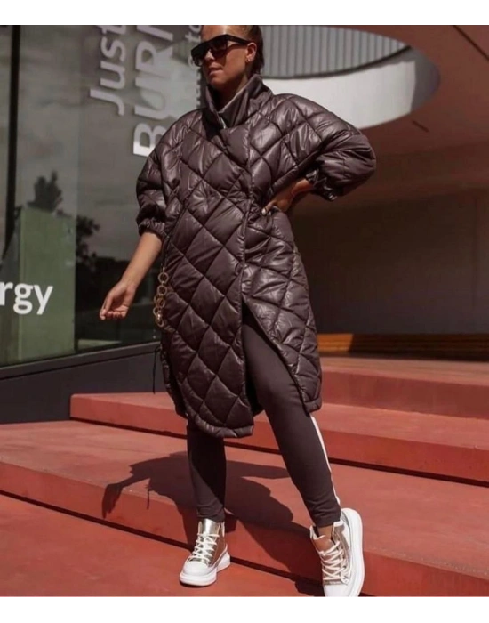 Zincir Detay Şişme Mont - Siyah