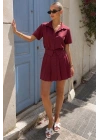 Astarlı Etek Gömlek Takım - Bordo