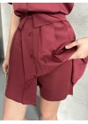 Astarlı Etek Gömlek Takım - Bordo