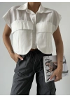 Cep Detay Gömlek - Beyaz