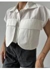 Cep Detay Gömlek - Beyaz