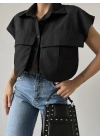 Cep Detay Gömlek - Siyah