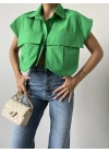 Cep Detay Gömlek - Yeşil