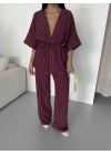 Çizgili Kimono Takım 2517 - Bordo