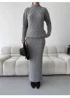 Etek Kazak Triko Takım 1557 - Gri