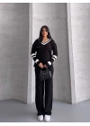 Garnili Saç Örgü Triko Takım 1564 - Siyah