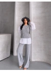 Gömlek Detay Triko Takım 1561 - Gri