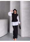 Gömlek Detay Triko Takım 1561 - Siyah