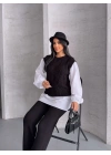 Gömlek Detay Triko Takım 1561 - Siyah