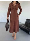 Gömlek Elbise - Kahverengi