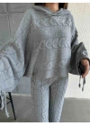 Kapişonlu Triko Takım 1509 - Gri