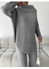 Mektup Yaka Triko Takım 1555 - Gri