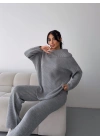 Mektup Yaka Triko Takım 1555 - Gri