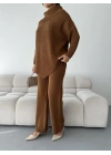 Mektup Yaka Triko Takım 1555 - Kahverengi