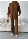 Mektup Yaka Triko Takım 1555 - Kahverengi
