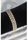 MuI MuI 316L Çelik 12 mm Kalınlıkta Gold ve Gümüş Renkli Erkek Bileklik
