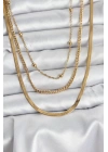 MuI MuI 316L Çelik Gold Renk 3lü Kadın Kolye