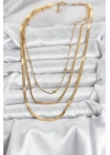 MuI MuI 316L Çelik Gold Renk 3lü Kadın Kolye