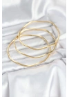 MuI MuI 316L Çelik Gold Renk 65 mm Ajda Zikzak Model 3lü Kadın Bileklik