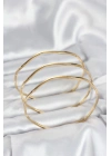 MuI MuI 316L Çelik Gold Renk 65 mm Ajda Zikzak Model 3lü Kadın Bileklik