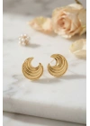 MuI MuI 316L Çelik Gold Renk Ay Model Kadın Küpe
