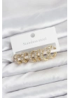 MuI MuI 316L Steel Gold Color Baguette Zircon Stone Hoop Earring Set