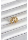 MuI MuI 316L Çelik Gold Renk Başak Form Kadın Yüzük