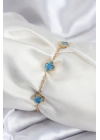 MuI MuI 316L Çelik Gold Renk Buz Mavisi Baby Boy Yonca Kadın Bileklik
