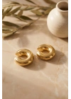 MuI MuI 316L Çelik Gold Renk Çiftli Earcuff Küpe