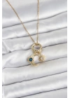 MuI MuI 316L Çelik Gold Renk Gece Gündüz Tema Charmlı Kadın Kolye