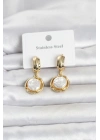 MuI MuI 316L Çelik Gold Renk İnci Detaylı Kadın Küpe