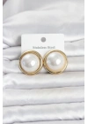 MuI MuI 316L Çelik Gold Renk İnci Model Vintage Kadın Küpe