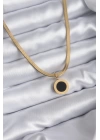 MuI MuI 316L Çelik Gold Renk İtalyan Zincir Model İşleme Detay Kadın Kolye