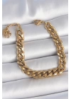 MuI MuI 316L Çelik Gold Renk Kalın Zincir Model Kadın Bileklik