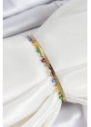 MuI MuI 316L Çelik Gold Renk Karışık Renkli Kristal Taşlı Kadın Bileklik