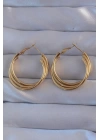 MuI MuI 316L Çelik Gold Renk Kıvrımlı Oval Küpe