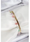 MuI MuI 316L Çelik Gold Renk Kristal Karışık Renkli Taşlı Kadın Bileklik