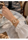 MuI MuI 316L Steel Gold Color Magnetic Mesh Zircon Stone Quarter Gold Model Womens Bracelet