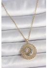MuI MuI 316L Çelik Gold Renk Mix Renk Ay Güneş Model Kadın Kolye