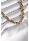 MuI MuI 316L Çelik Gold Renk Örme Burgu Zincir Model Kadın Kolye