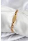 MuI MuI 316L Çelik Gold Renk Oval Yazı Yazmaya Uygun Kadın Bileklik