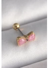 MuI MuI 316L Çelik Gold Renk Pembe Fiyonk Model Tragus Piercing