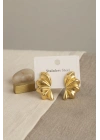MuI MuI 316L Çelik Gold Renk Vintage 3D Dalgalı Model Küpe