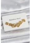 MuI MuI 316L Çelik Gold Renk Yonca Küpe Seti