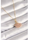 MuI MuI 316L Çelik Gold Renk Zincir Pembe Zirkon Taşlı Kuğu Model Kadın Kolye