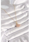 MuI MuI 316L Çelik Gold Renk Zincir Pembe Zirkon Taşlı Kuğu Model Kadın Kolye